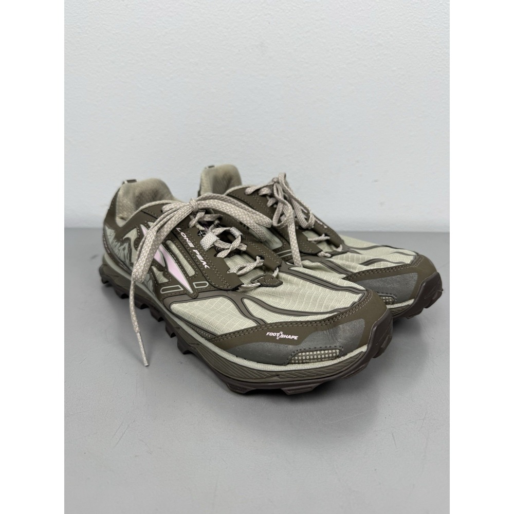 Altra Lone Peak 4 Shoes Womens 12 Trail Running Sneakers Hiking Olive Pink